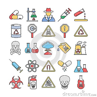 Poison & Danger Symbols Vector icons set every single icon can be easily modify or edit Vector Illustration