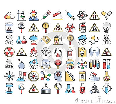 Poison & Danger Symbols Vector icons set every single icon can be easily modify or edit Vector Illustration