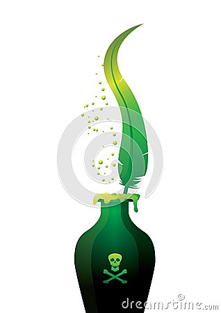 POISON PLUME AND BOTTLE WHITE Vector Illustration