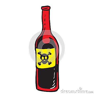 Poison red bottle Cartoon Illustration