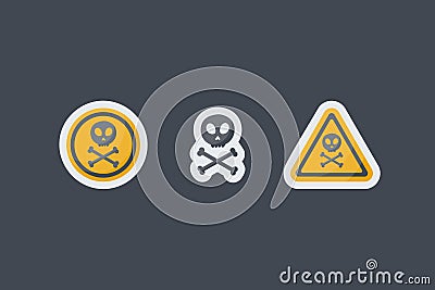 Poison sign flat icons set Cartoon Illustration