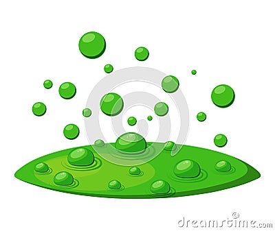 Poison toxic bubbles, green fumes, float vapor for witches brew isolated on white background Vector Illustration