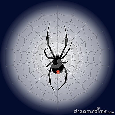 poisonous black widow spider and web on the moon. vector illustration Vector Illustration
