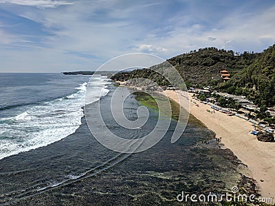 Pok Tunggal beach at southern area of Yogyakarta. Stock Photo