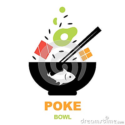 Poke bowl logo on white background Cartoon Illustration
