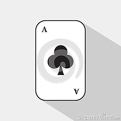 Poker card. ACE CLUB. white background to be easily separable. Cartoon Illustration