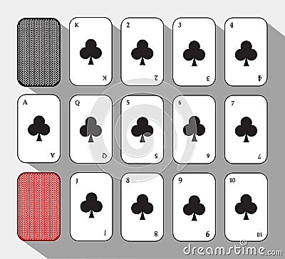 Poker card. SET CLUB. white background to be easily separable. Cartoon Illustration