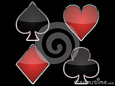 Poker card suits black background Vector Illustration