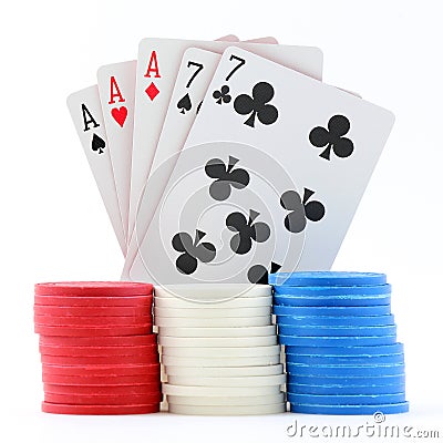 Poker Cards and Chips Stock Photo