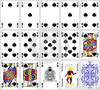 Poker cards spade set four color classic design Vector Illustration