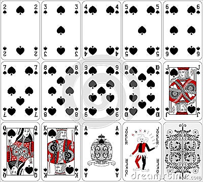 Poker cards spade set two color classic design Vector Illustration