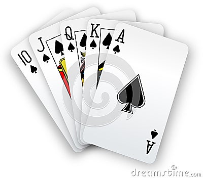 Poker cards Straight Flush spades hand Vector Illustration