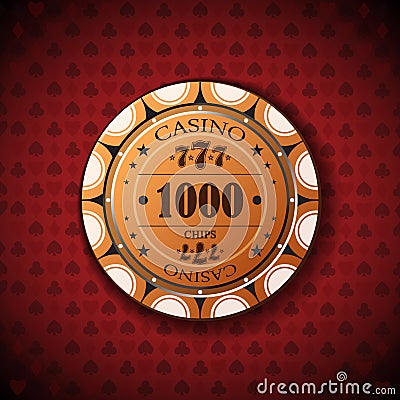 Poker chip nominal, one thousand on card symbol background Vector Illustration