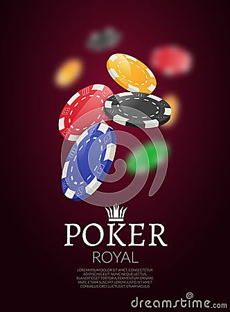 Poker chips and cards bacgkground. Poker Casino template poster. Flyer design layout Vector Illustration