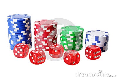 Poker Chips and Dice Stock Photo