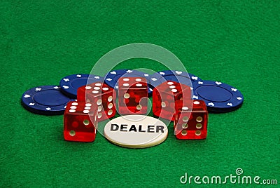 Poker Chips and Dice Stock Photo
