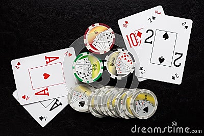 Poker chips and playing cards Editorial Stock Photo