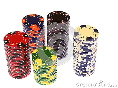 Poker Chips Stacked Casino Stock Photo