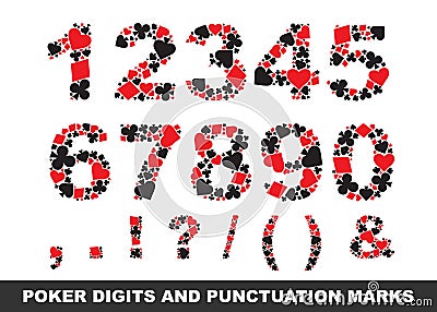 Poker digits and punctuation marks Vector Illustration