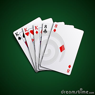 Poker hand cards full house template Vector Illustration