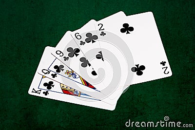 Poker hands - Flush - clubs Stock Photo