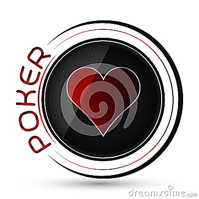 Poker icon with red heart symbol on a white background Vector Illustration