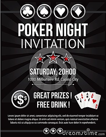 Poker night event invitation design in vector Vector Illustration