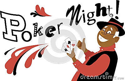 Poker Night Cartoon Illustration