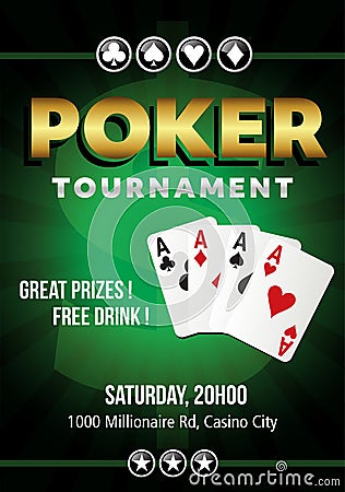 Poker night tournament event invitation design Vector Illustration