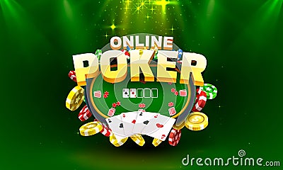 Poker online gamble, game play banner, club sport. Vector Vector Illustration