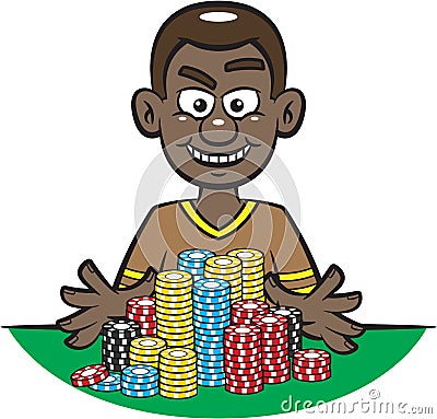 Poker Player All In Vector Illustration