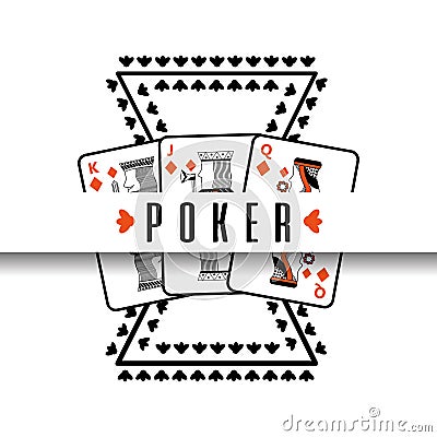 Poker poster casino gamble risk cards Vector Illustration