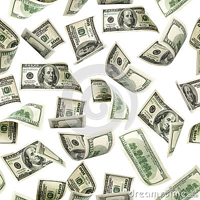 Poker prints us dollar. American money, isolated on white cash. Flying hundred dollars isolated on white background Stock Photo