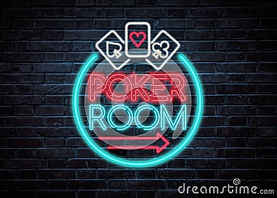 Poker room neon vintage sign Stock Photo