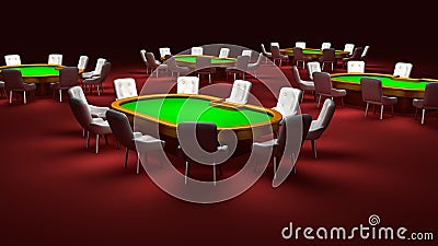 Poker room, Poker tables with chairs Stock Photo