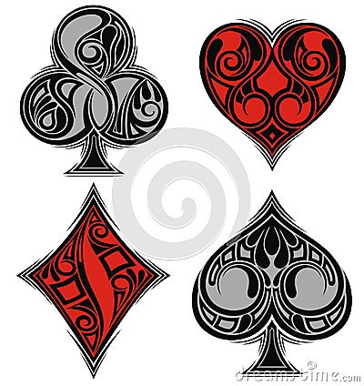 Poker Symbols on white background. Vector Illustration