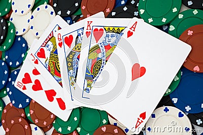 Pokerchips with cards Stock Photo