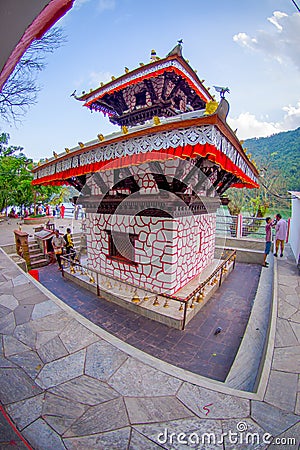 POKHARA, NEPAL - SEPTEMBER 04, 2017: Tal Barahi Temple, located at the center of Phewa Lake, is the most important Editorial Stock Photo