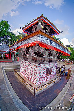 POKHARA, NEPAL - SEPTEMBER 04, 2017: Tal Barahi Temple, located at the center of Phewa Lake, is the most important Editorial Stock Photo