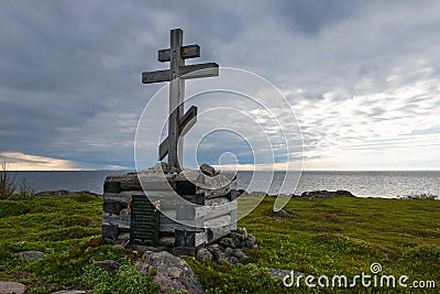 Poklonny cross in memory of the dead sailors - submariners Editorial Stock Photo