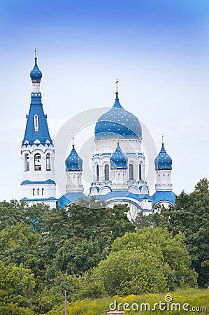 Pokrova Bozhiej Materi's orthodox church in Marienburg, Gatchina, Russia Stock Photo