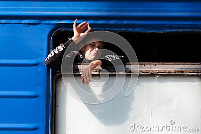 Evacuation train from Pokrovsk, Donetsk region, Ukraine Editorial Stock Photo
