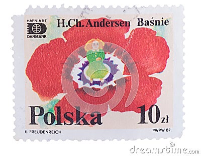 POLAND - CIRCA 1987: post stamp printed in Polska shows Editorial Stock Photo