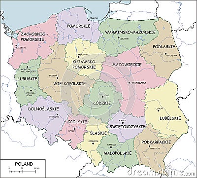 Poland - contour map, vector illustration Vector Illustration
