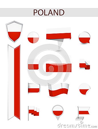 Poland Flag Collection Vector Illustration