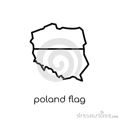 Poland flag icon. Trendy modern flat linear vector Poland flag i Vector Illustration