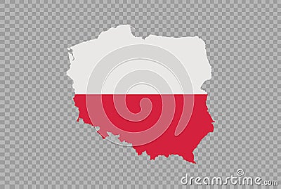 Poland flag on map isolated on png or transparent background,Symbol of Poland,template for banner,advertising, commercial,vector Vector Illustration