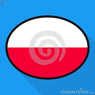 Poland flag speech bubble, social media communication sign, flat Vector Illustration