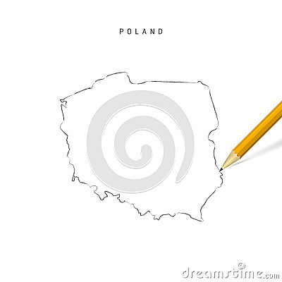 Poland freehand sketch outline vector map isolated on white background Vector Illustration