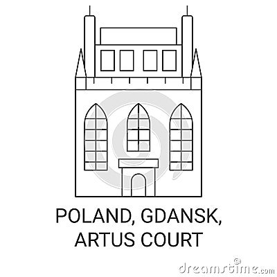 Poland, Gdansk, Artus Court travel landmark vector illustration Vector Illustration